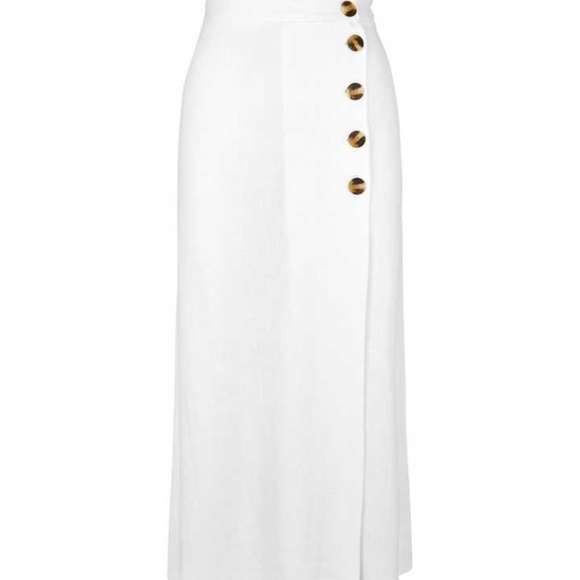 Long Linen Button Up White Maxi Skirt - Picture 3 of 3